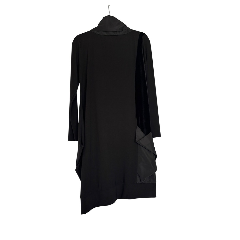 Naya Black Velvet Trim Art Cowl‎ Asymmetric Dress Small Y2K MSRP $230 - Picture 6 of 16